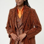 Manteau jacquard de satin Surkana